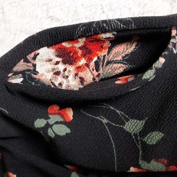 Unique Vintage Smak Parlour Black Multicolor Floral Bow Long Sleeve Mini Dress M - Picture 7 of 9